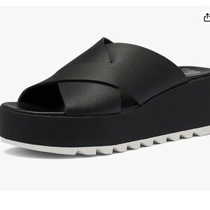 Sorel Cameron platform crisscross slide sandals Size 8 Black leather